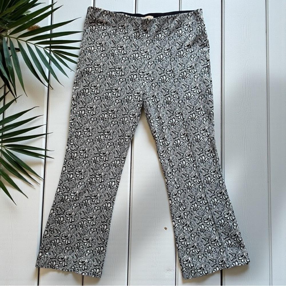 Anthropologie Maeve “The Margot” Cropped Flare Pants – Medium Blue Jacquard - Picture 2 of 16